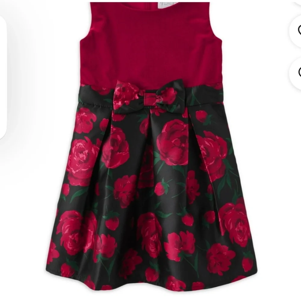 The Children’s Place Girls Red Velour Print Dress Size 12 NEW